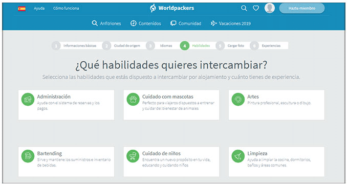 formulario para completar habilidades worldpackers 2